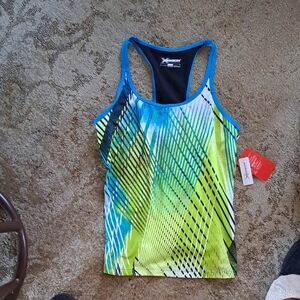 Xersion Women's Blue & Lime Green Racerback Swim Tank